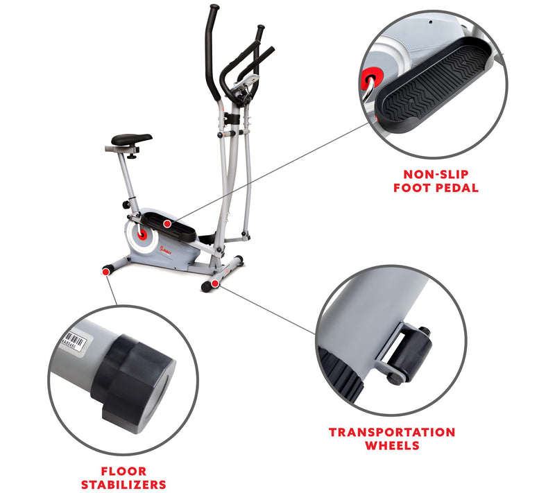 Sunny Health & Fitness Essential Series Seated Elliptical — View 7