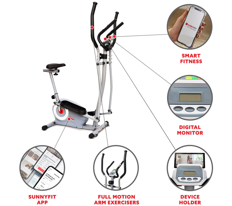 Sunny Health & Fitness Essential Series Seated Elliptical — View 9