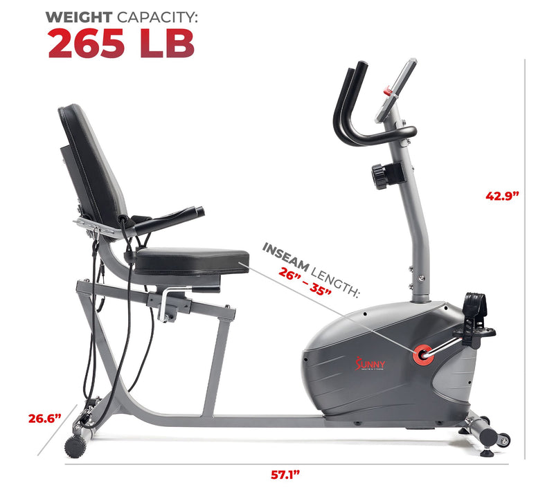Sunny Health & Fitness Interactive Series Recumbent Bike — View 4