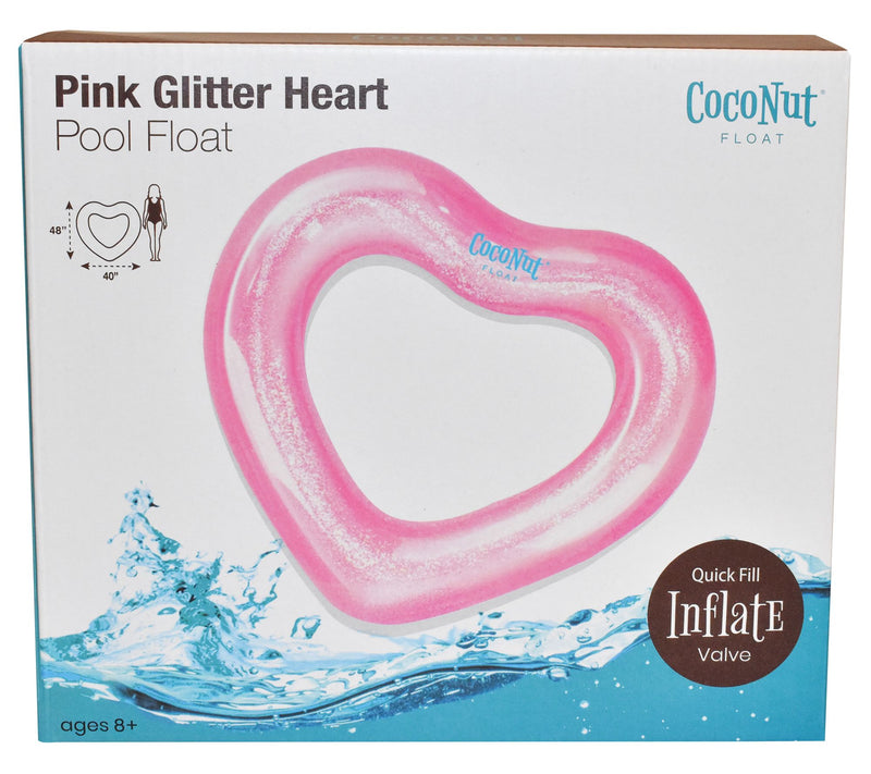 CocoNut Outdoor Pink Glitter Heart Pool Float — View 2