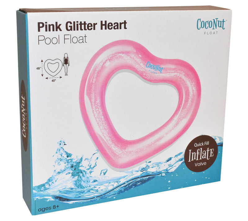 CocoNut Outdoor Pink Glitter Heart Pool Float — View 3
