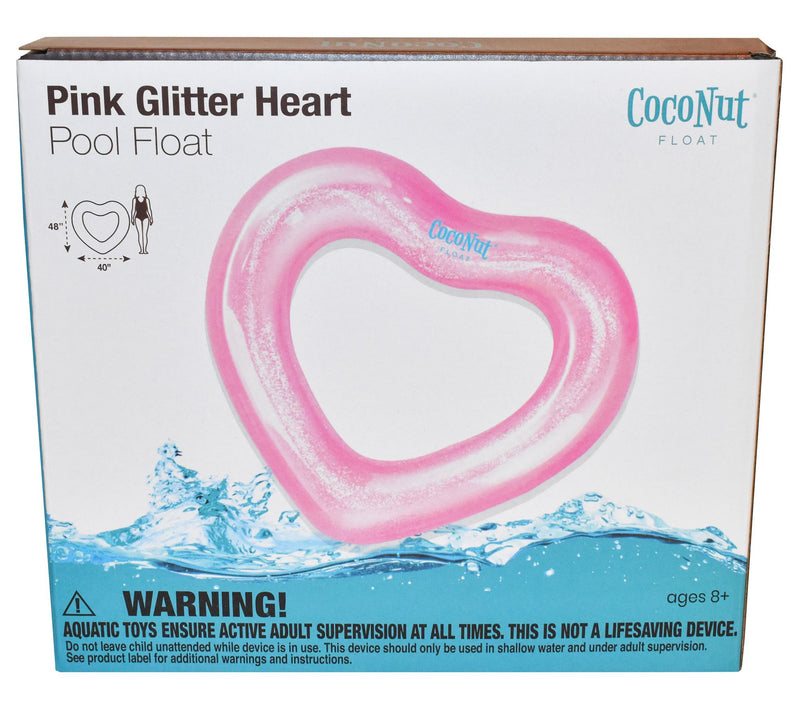 CocoNut Outdoor Pink Glitter Heart Pool Float — View 5