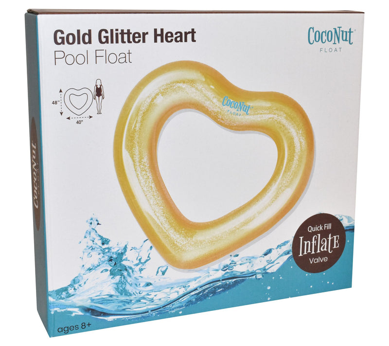 CocoNut Outdoor Gold Glitter Heart Pool Float — View 6