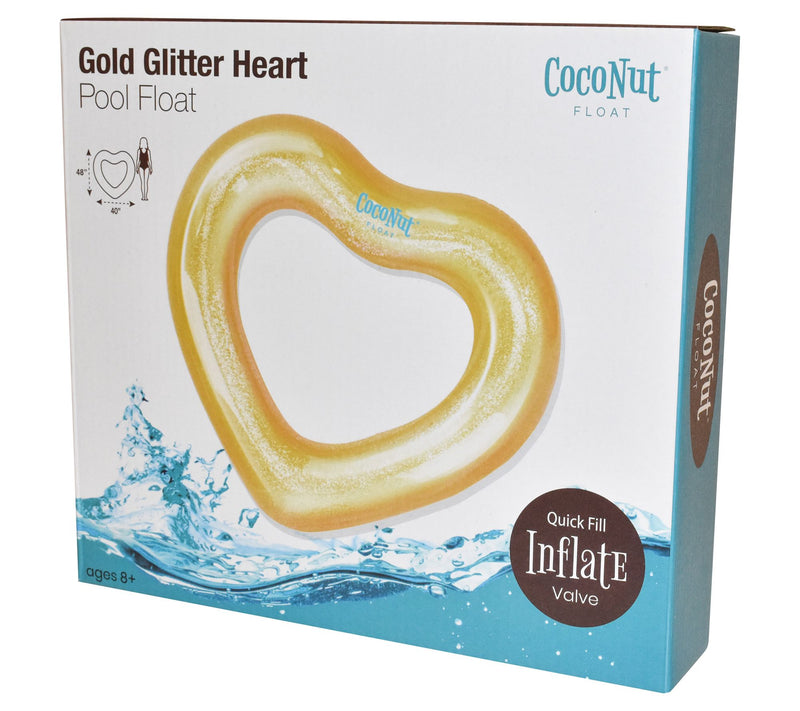 CocoNut Outdoor Gold Glitter Heart Pool Float — View 7