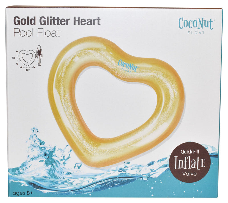 CocoNut Outdoor Gold Glitter Heart Pool Float — View 5