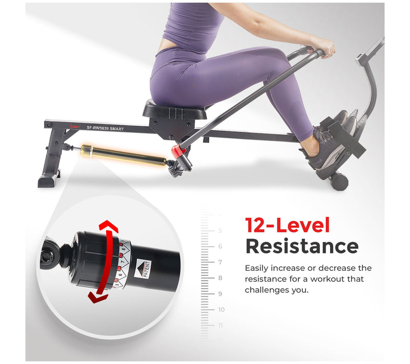 Sunny Health & Fitness Smart Full Motion Rower — View 8