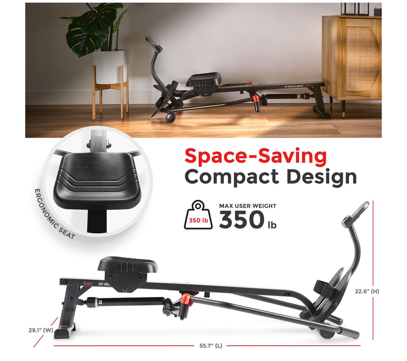 Sunny Health & Fitness Smart Full Motion Rower — View 6