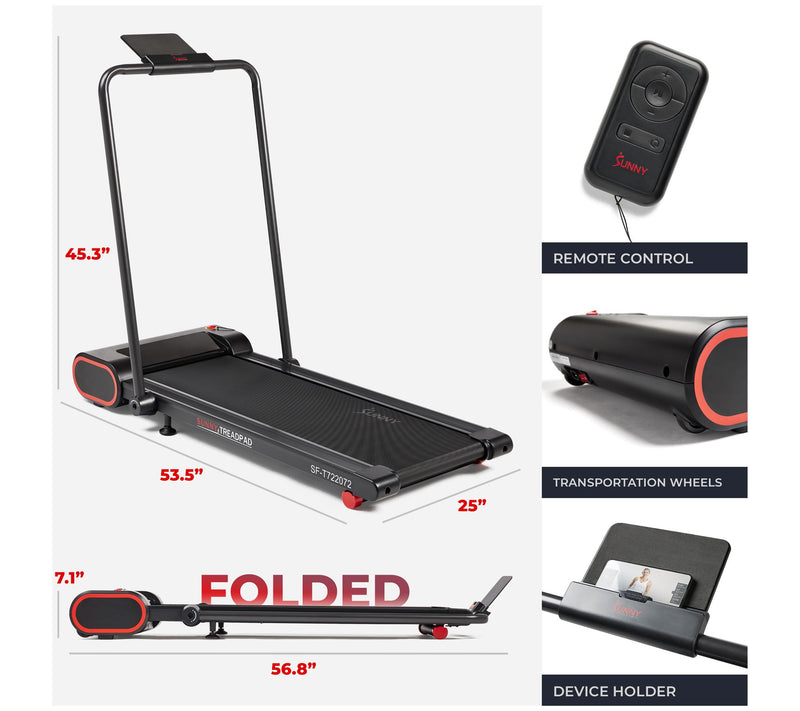 Sunny Health & Fitness Smart Compact Treadpad Treadmill — View 6