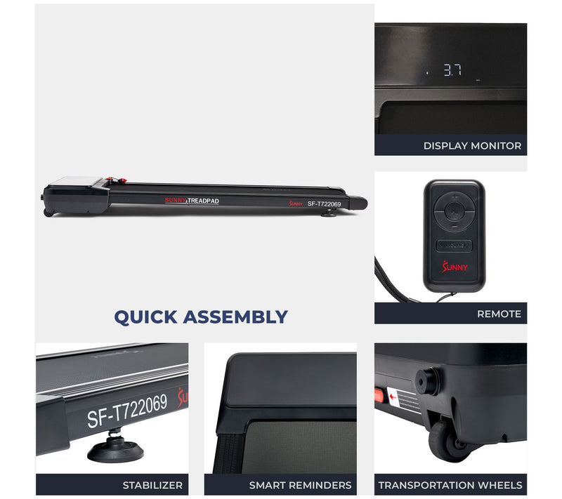 Sunny Health & Fitness Smart Incline Treadpad Treadmill — View 6