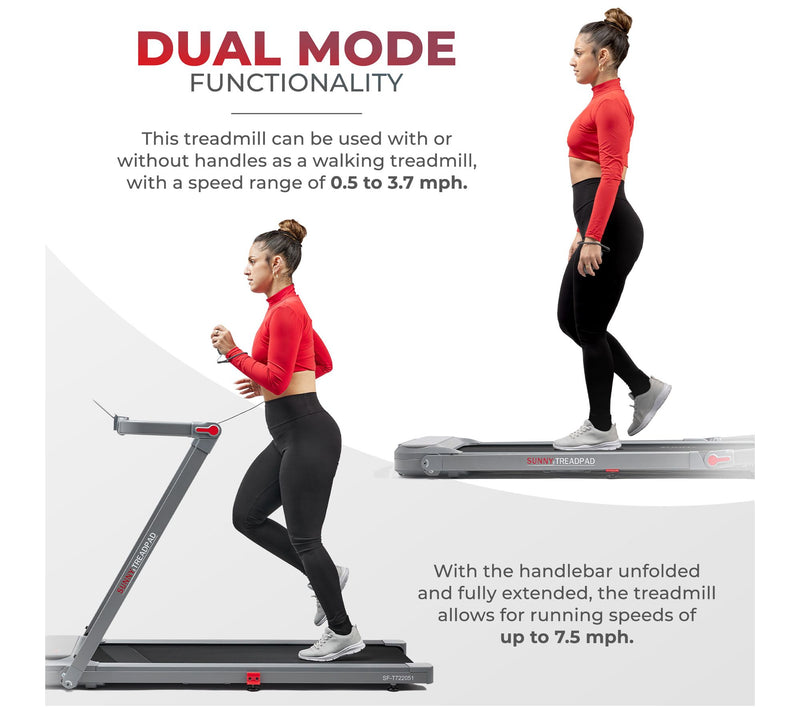 Sunny Health & Fitness Smart Brushless Flat Treadmill — View 6