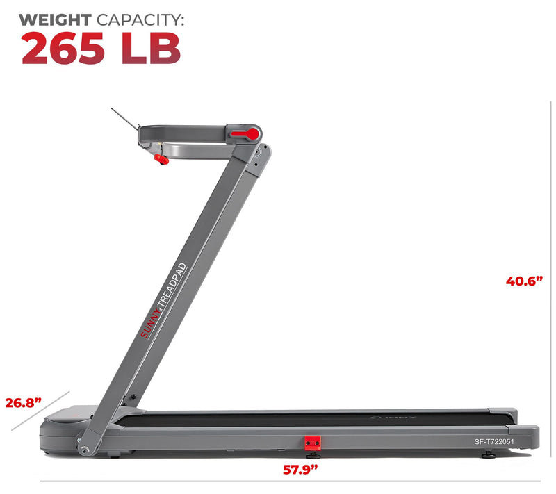 Sunny Health & Fitness Smart Brushless Flat Treadmill — View 4