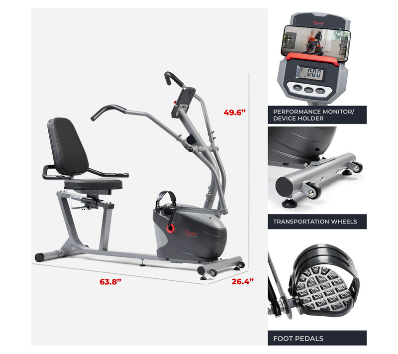 Sunny Health & Fitness Performance Recumbent Bike — View 7