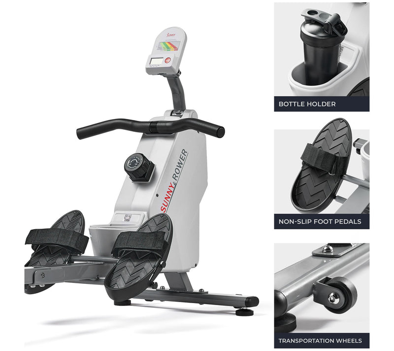 Sunny Health Fitness SMART Foldable Magnetic Rower — View 8