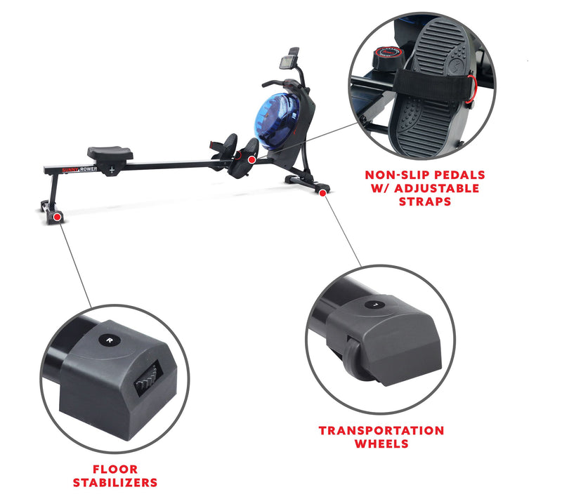Sunny Health Fitness Smart Magnetic Water Rower — View 10