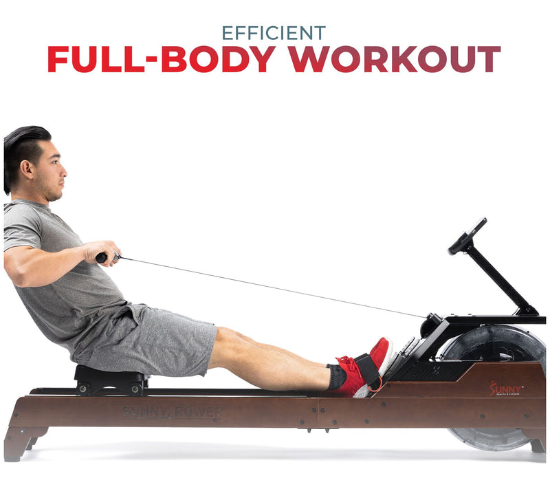 Sunny Health Fitness Hydro Wooden Water Rower — View 6