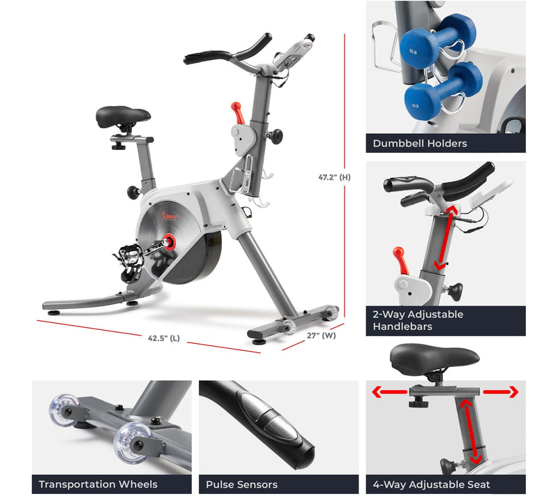 Sunny Prime Magnetic Belt Drive Indoor CyclingBike — View 8