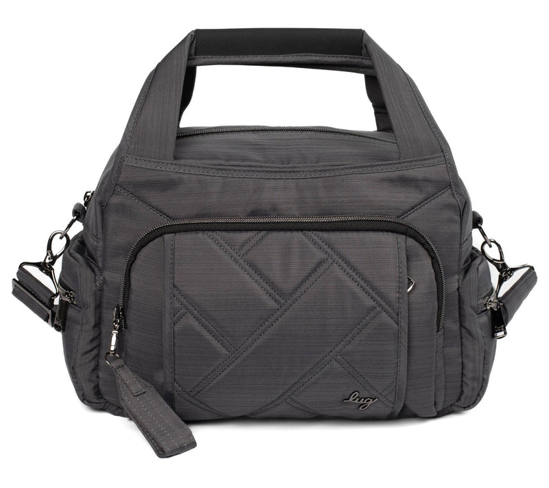 Lug Quilted Medium Satchel with Crossbody Strap -Rumble — View 9