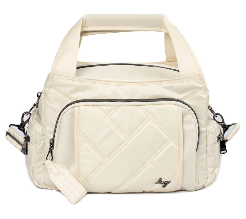 Lug Quilted Medium Satchel with Crossbody Strap -Rumble — View 11