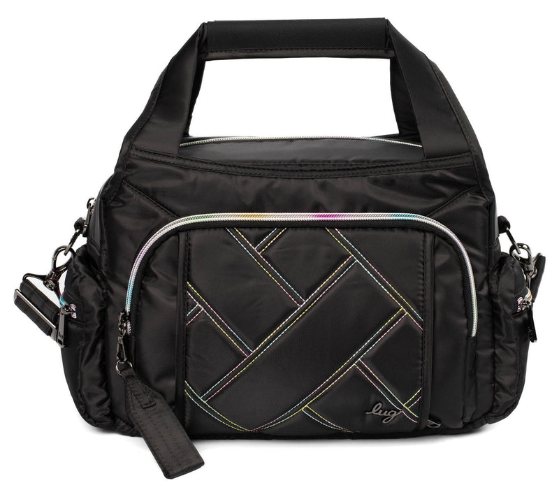 Lug Quilted Medium Satchel with Crossbody Strap -Rumble — View 7