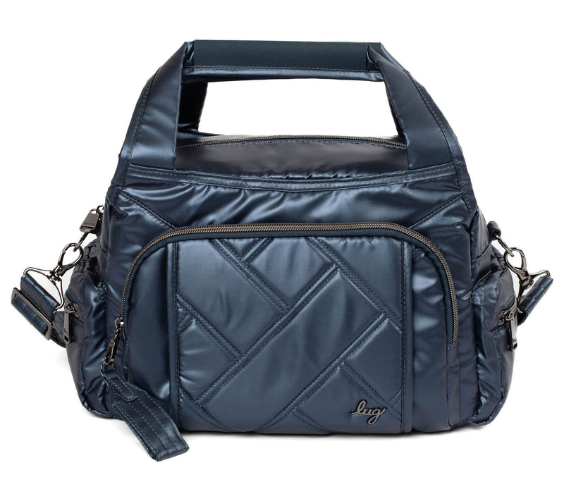 Lug Quilted Medium Satchel with Crossbody Strap -Rumble — View 13