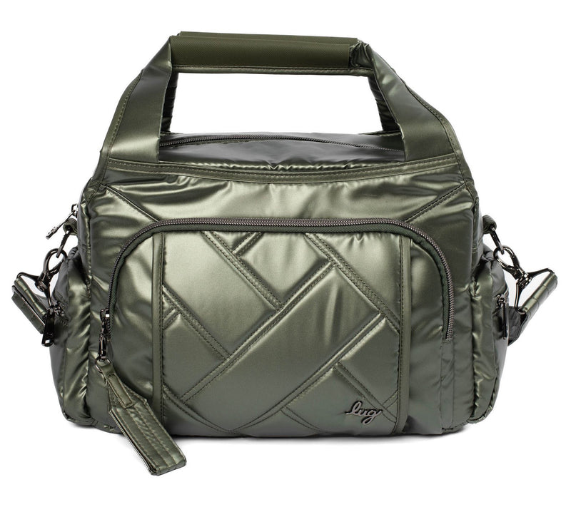 Lug Quilted Medium Satchel with Crossbody Strap -Rumble — View 3