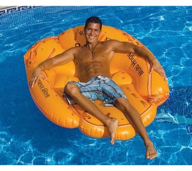 Swim Central 62" Orange Baseball Glove Pool Raft Float — View 4