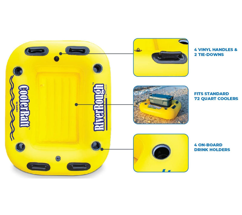 Swim Central 55" Yellow & Black Swimming Pool Cooler Raft — View 4