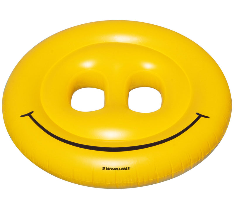 Swim Central 72" Yellow Smiley Face 2-Person Circular Raft — View 3