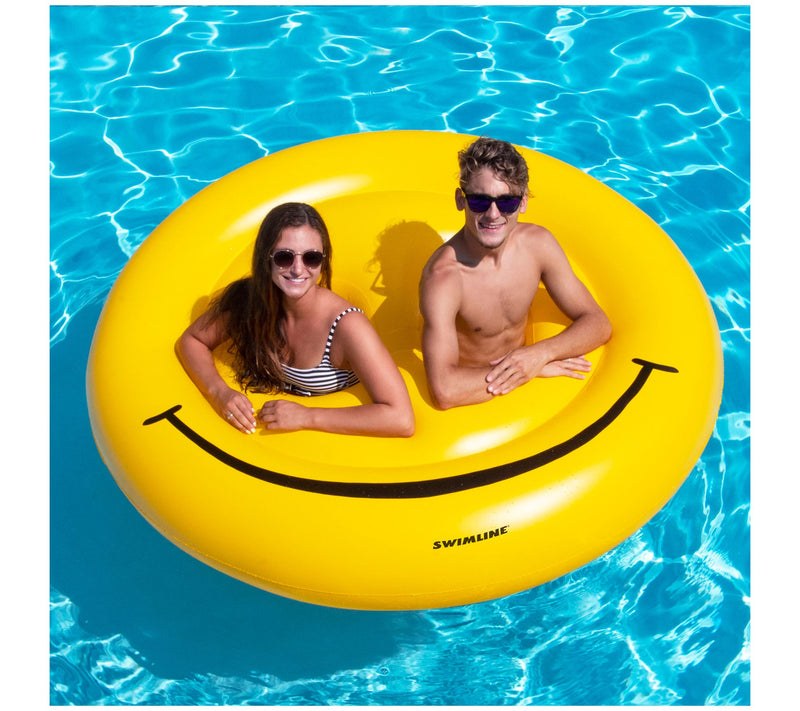 Swim Central 72" Yellow Smiley Face 2-Person Circular Raft — View 6