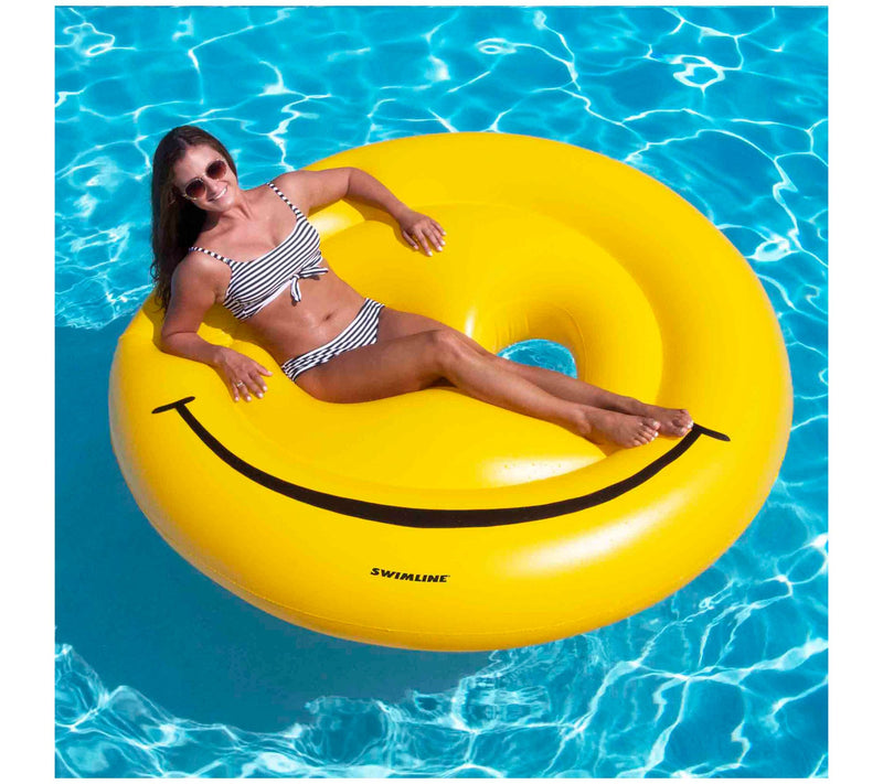 Swim Central 72" Yellow Smiley Face 2-Person Circular Raft — View 5