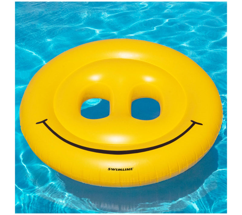 Swim Central 72" Yellow Smiley Face 2-Person Circular Raft — View 4