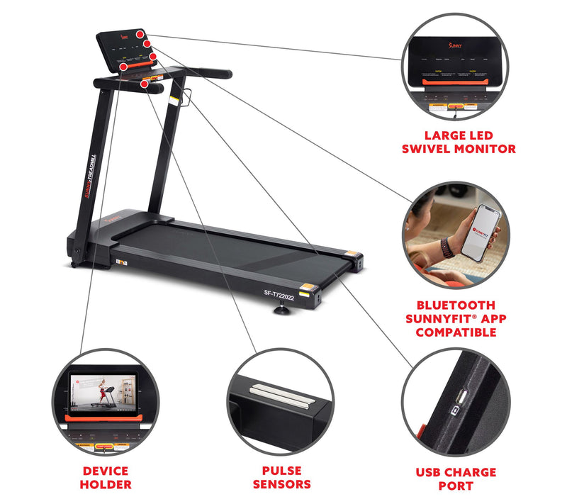 Sunny Interactive Slim Auto Incline Treadmill — View 8