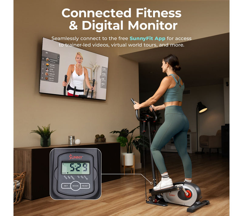 Sunny Smart Compact Elliptical w Elastic Bands — View 3
