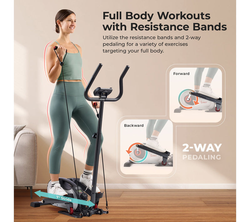 Sunny Smart Compact Elliptical w Elastic Bands — View 4
