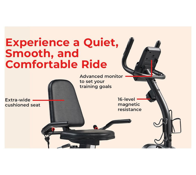 Sunny Smart Recumbent Bike w/ Workout Bands — View 6