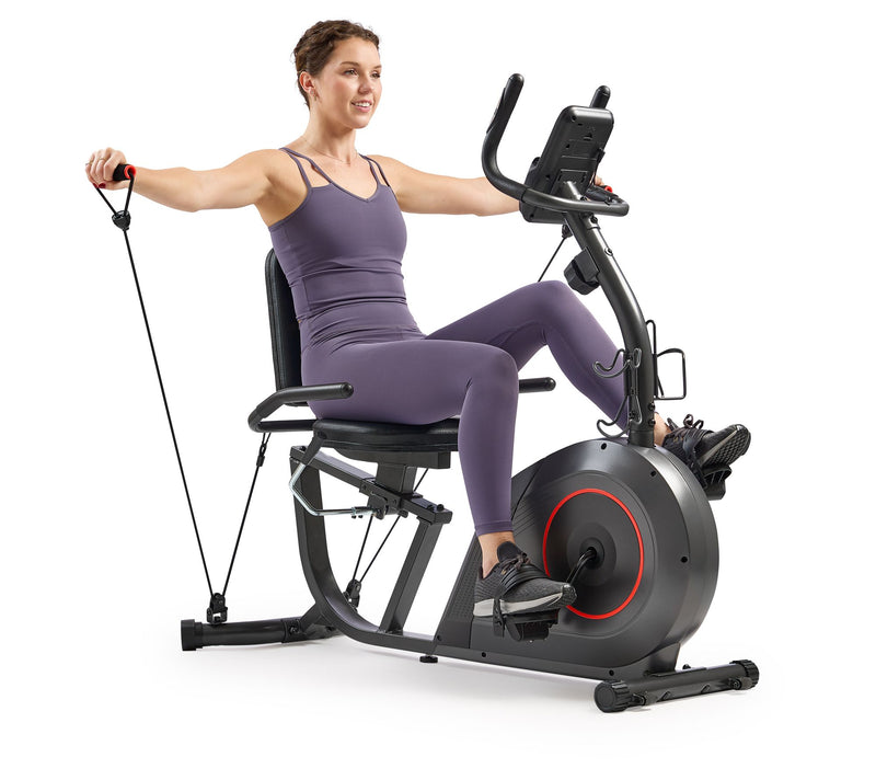 Sunny Smart Recumbent Bike w/ Workout Bands — View 3