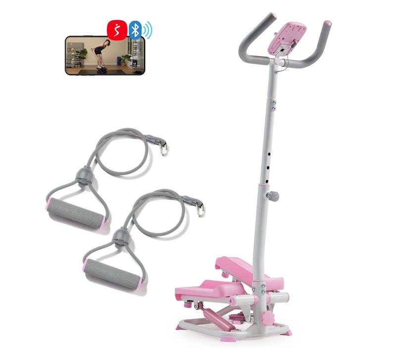 Sunny Pink Smart Stair Stepper w Handlebars & Bands — View 8
