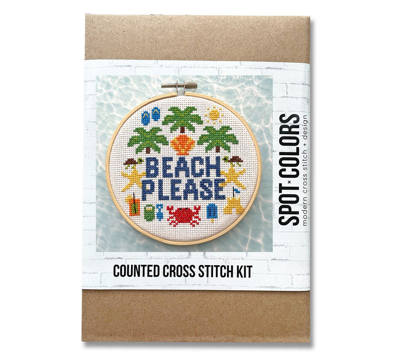 Spot Colors Beach Please Counted Cross Stitch Kit — View 2