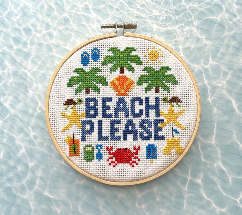 Spot Colors Beach Please Counted Cross Stitch Kit — View 3