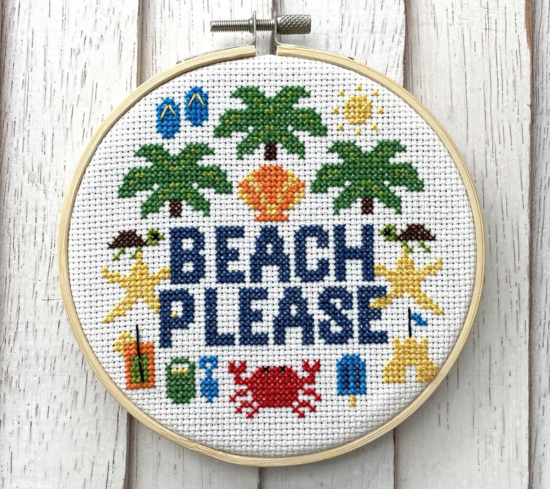 Spot Colors Beach Please Counted Cross Stitch Kit — View 4