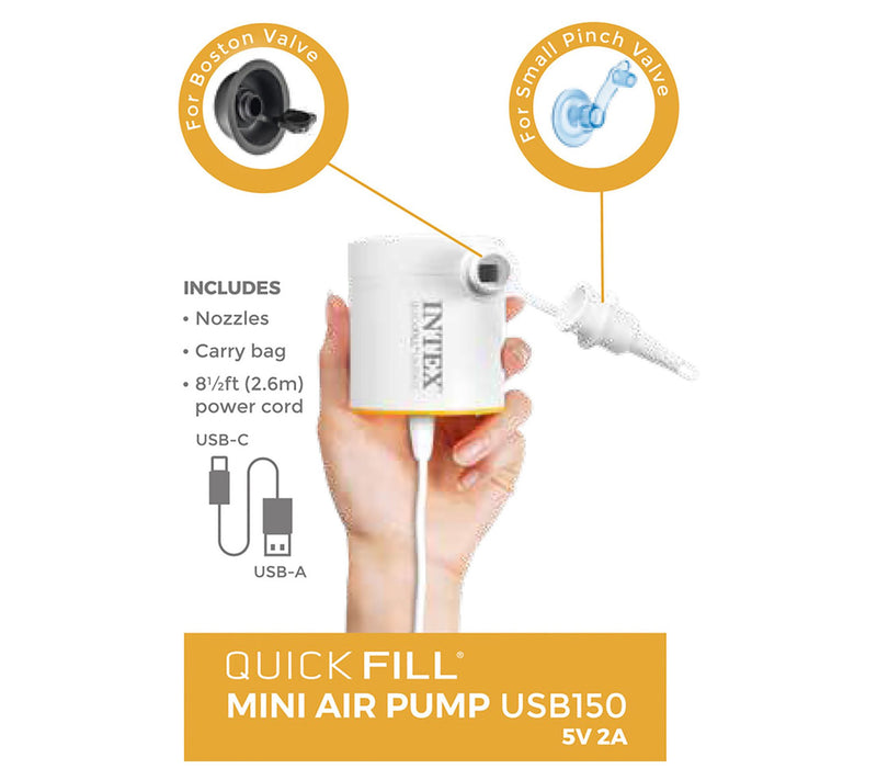 Intex Quick-Fill Electric Air Pump- 8.5' USB-CPower Cord — View 3