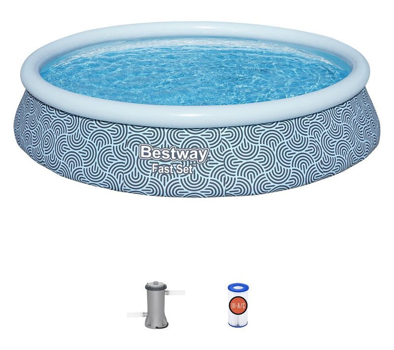 Bestway Inflatable Fast Set Pool Set Blue Abstract 13"x 33" — View 10