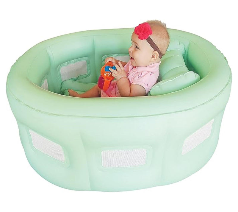 Swim Central 4-in-1 Portable Inflatable Baby Bathinet - Green — View 3