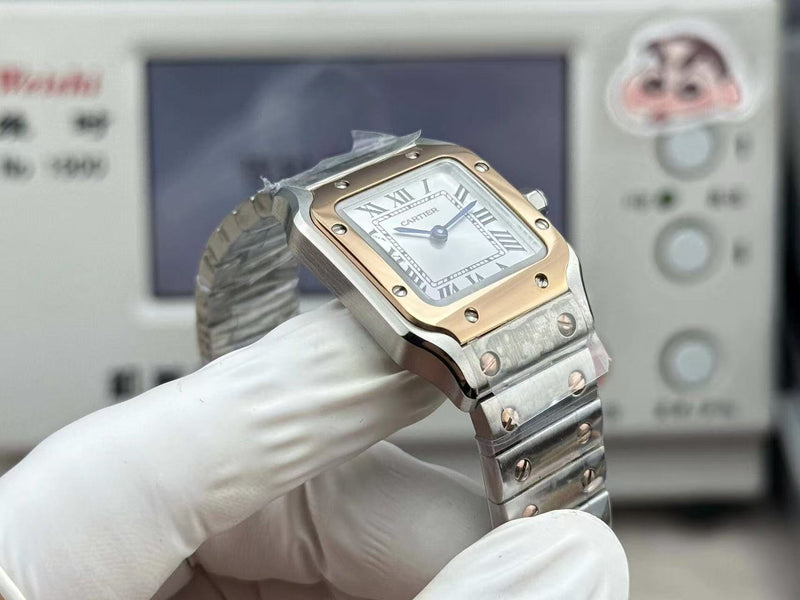 Patek Philippe Nautilus 5711 Steel Model+Cartier Santos Mini-Model Ladies' Watch Dial — View 12