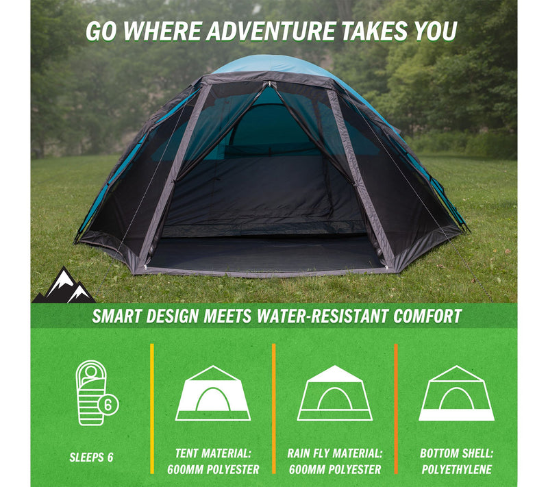Wakeman 6 Person Camping Tent Water-Resistant Cabin Style Tent — View 4
