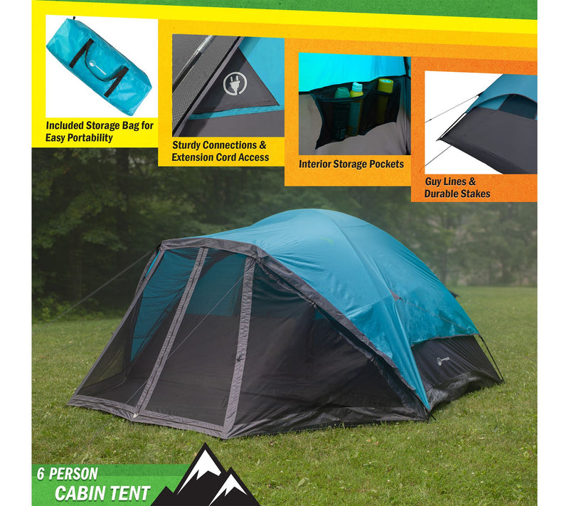 Wakeman 6 Person Camping Tent Water-Resistant Cabin Style Tent — View 2