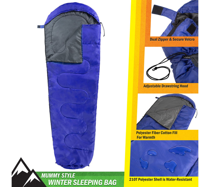 Wakeman Mummy Sleeping Bag Cold Weather Rated 25F Waterproof — View 14