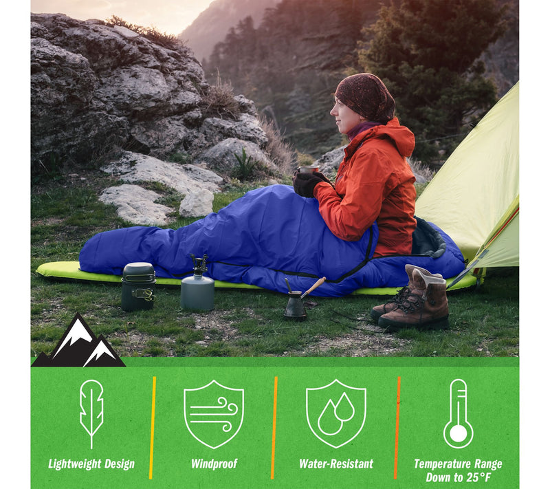 Wakeman Mummy Sleeping Bag Cold Weather Rated 25F Waterproof — View 16