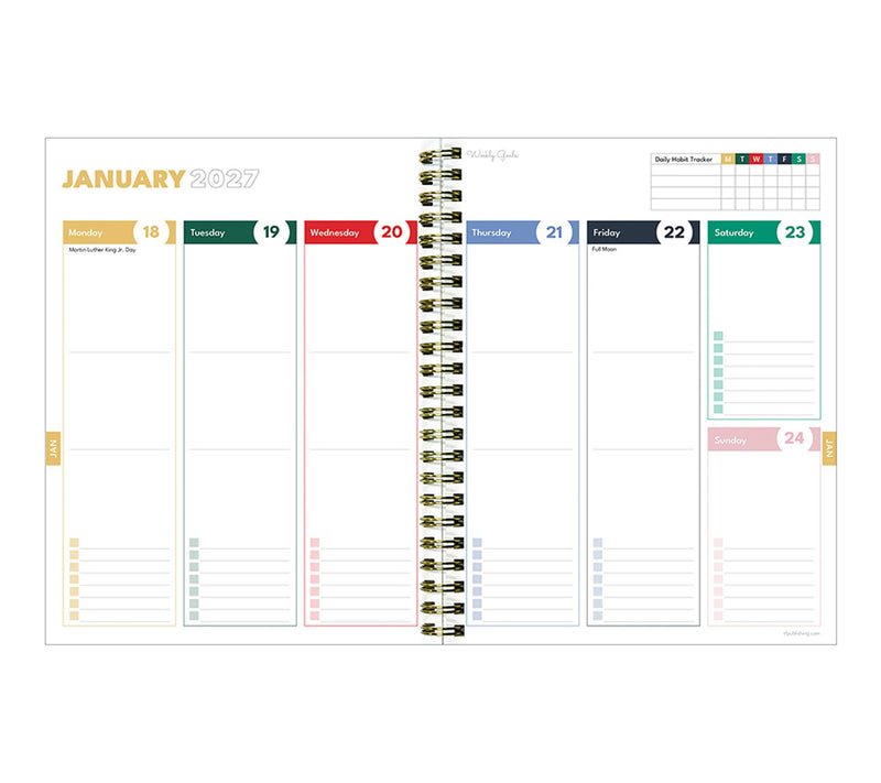 TF Publishing Yellow Linen Medium Weekly Monthly Planner — View 2