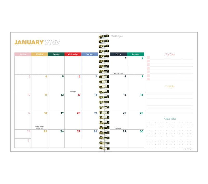 TF Publishing Yellow Linen Medium Weekly Monthly Planner — View 3